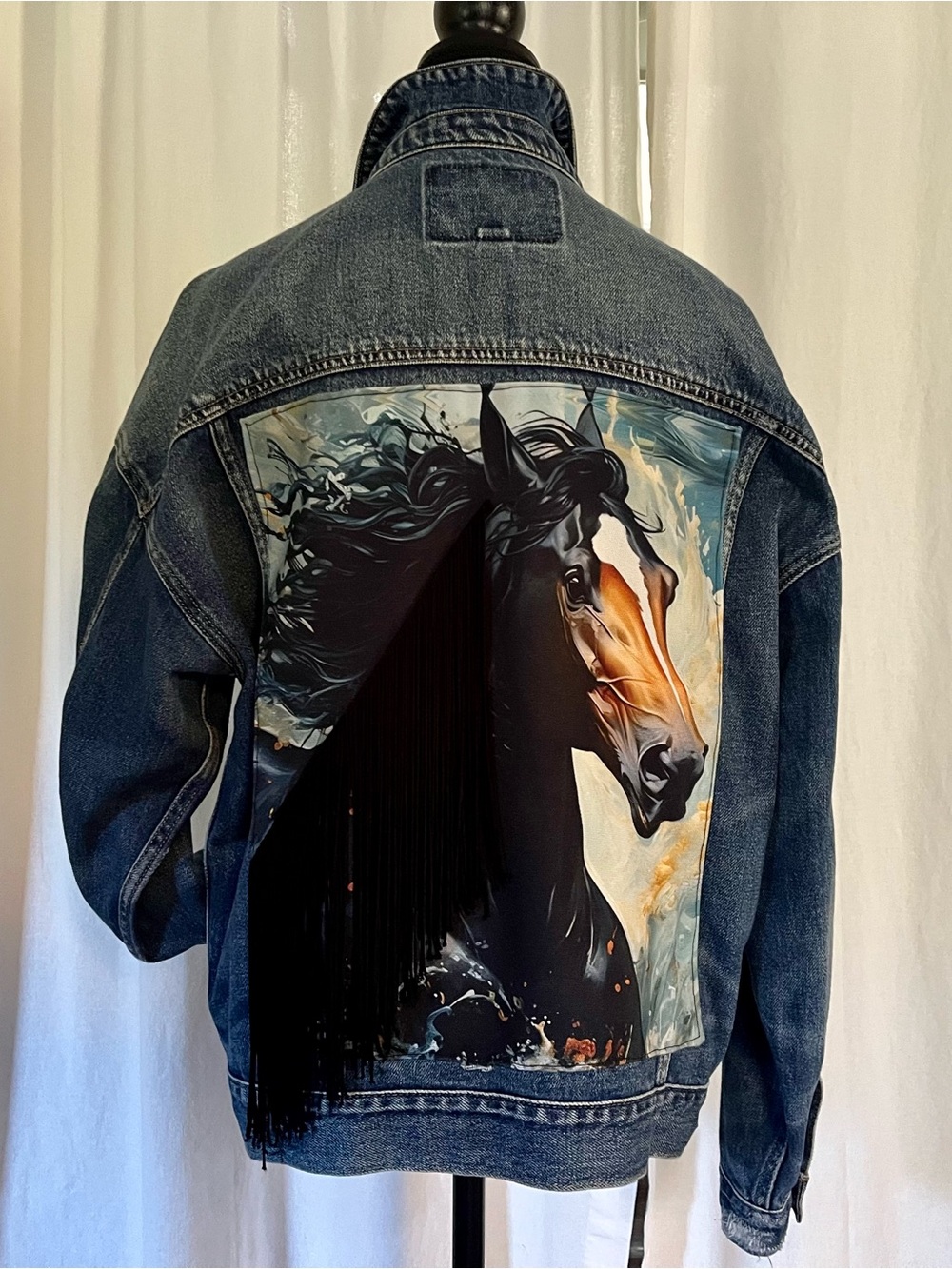 Denim Jacket with Horse Graphic
